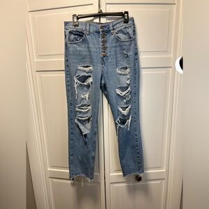 We The Free High Rise Button Fly Distressed Jeans Size Women’s 29 Color Blue